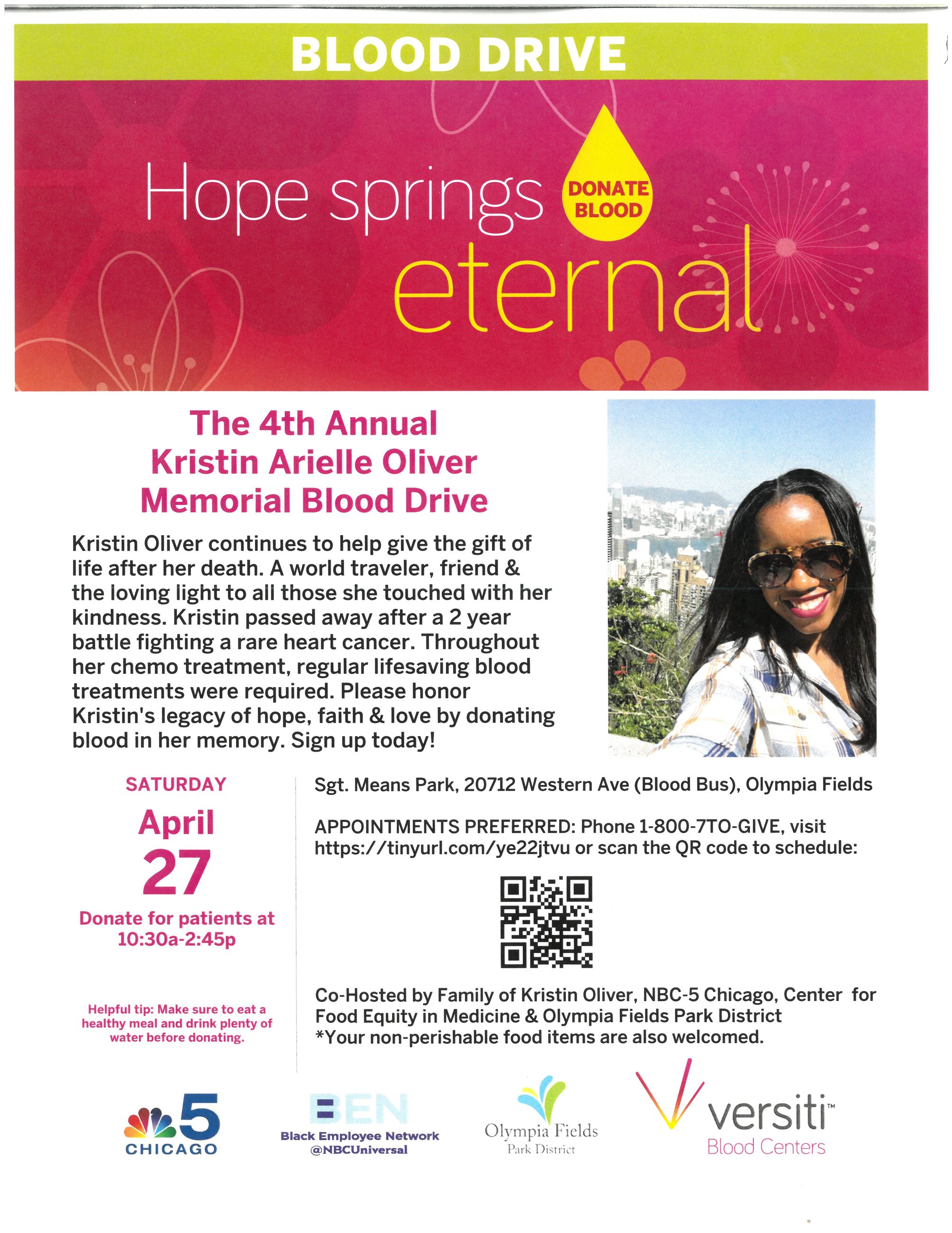 Hope springs eternal - donate blood