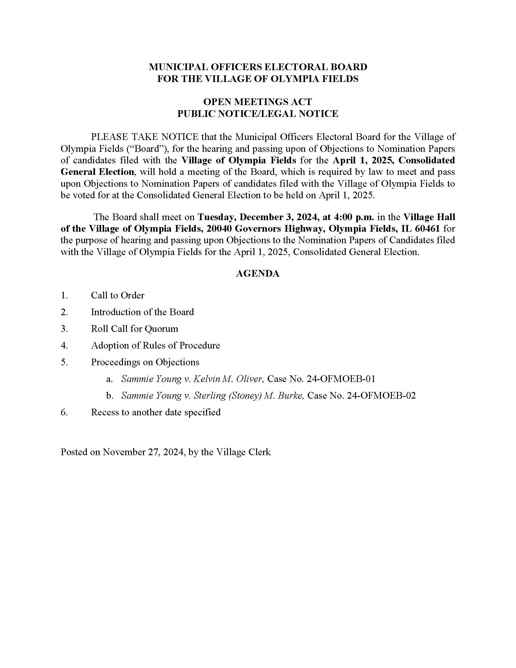 PUBLIC NOTICE OBJECTIONS