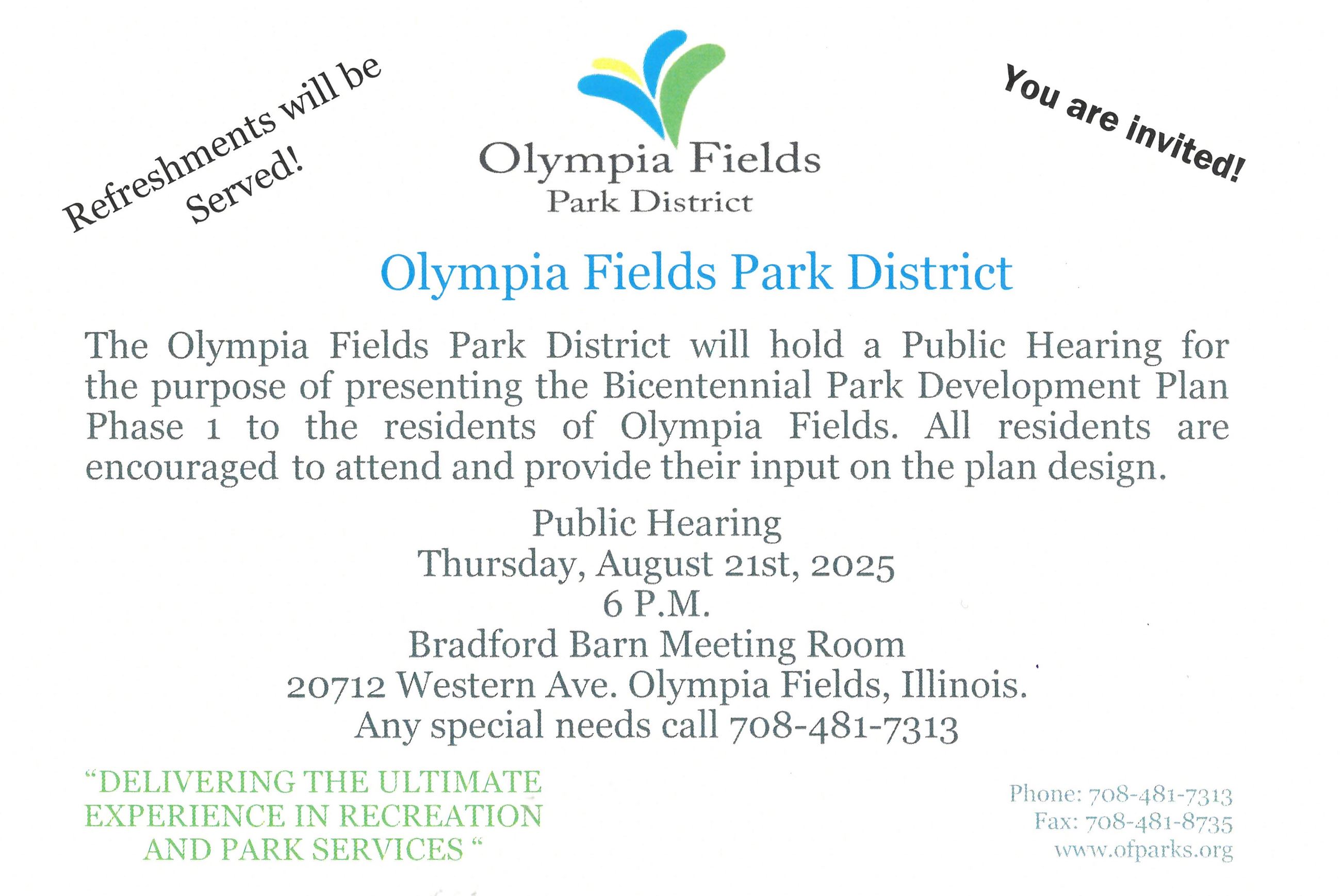 Public Hearing Notice Park District
